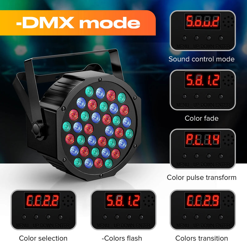 Projecteur PAR LED sur batterie, lot de 4, 36 LED RGB et télécommande