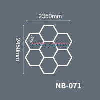 Éclairage LED nid d'abeille – configuration de 7 hexagones de 235 x 245 cm