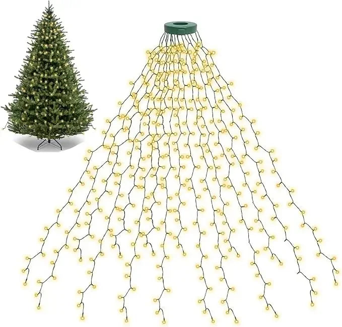 Guirlande sapin lumineuse en cascade USB, 8 modes, 200 à 400 LED, 1,5 à 3 m