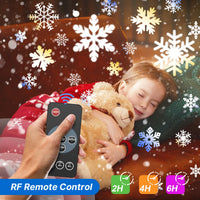 Projecteur de neige de Noël double tête – projection de flocons avec télécommande à la main