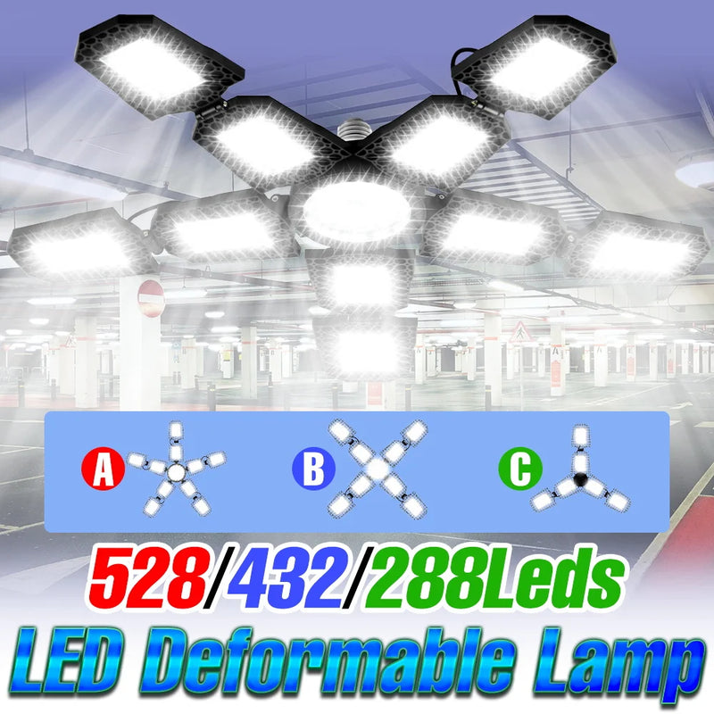 Ampoule LED de garage déformable 3 à 5 branches, culot E27/E26