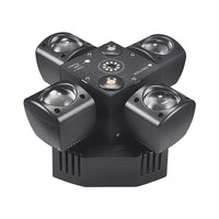 Mini lyre LED 4 bras RGBW, laser rouge et vert, DMX et télécommande