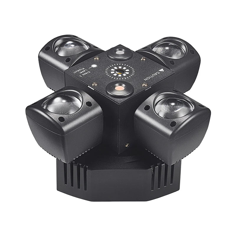 Mini lyre LED 4 bras RGBW, laser rouge et vert, DMX et télécommande