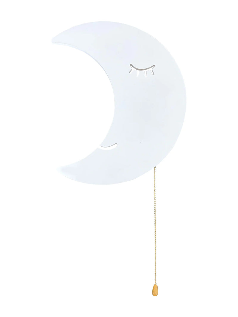 Veilleuse murale enfant nuage – modèle lune endormie avec cordon