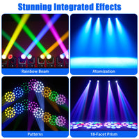 Lyre beam LED 200 W à anneau RGB, zoom 2° à 5°, 14 gobos