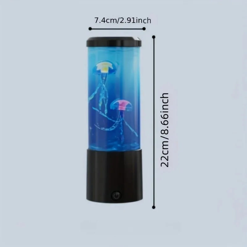 Aquarium méduse lumineux – dimensions : 22 cm de haut sur 7,4 cm de large