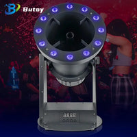 Machine à confettis électrique LED – couronne de LED et afficheur DMX, vue de face
