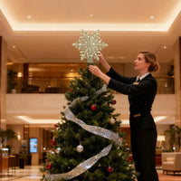 Cimier de sapin lumineux projecteur de flocons – cimier de sapin étoile argentée au sommet d'un sapin