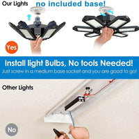 Ampoule LED de garage déformable 7+1 panneaux orientables, culot E26/E27