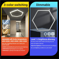 Éclairage LED hexagonal garage modulable, 1 à 25 hexagones, cadres et chevrons