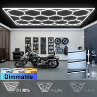 Éclairage LED hexagonal garage modulable, 1 à 25 hexagones, cadres et chevrons