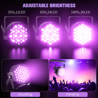 Projecteur lumière noire UV 36 LED, lot de 4, DMX et télécommande