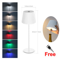 Lampe de table sans fil sur bouteille – version coque blanche, RGB multicolore, avec dimensions