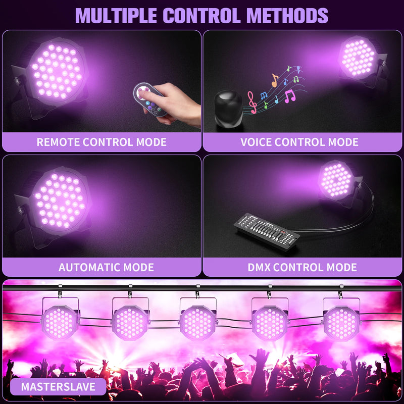 Projecteur lumière noire UV 36 LED, lot de 4, DMX et télécommande