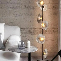 Lampadaire LED à globes en verre, pied noir ou doré, 90 ou 180 cm, 3 teintes de lumière
