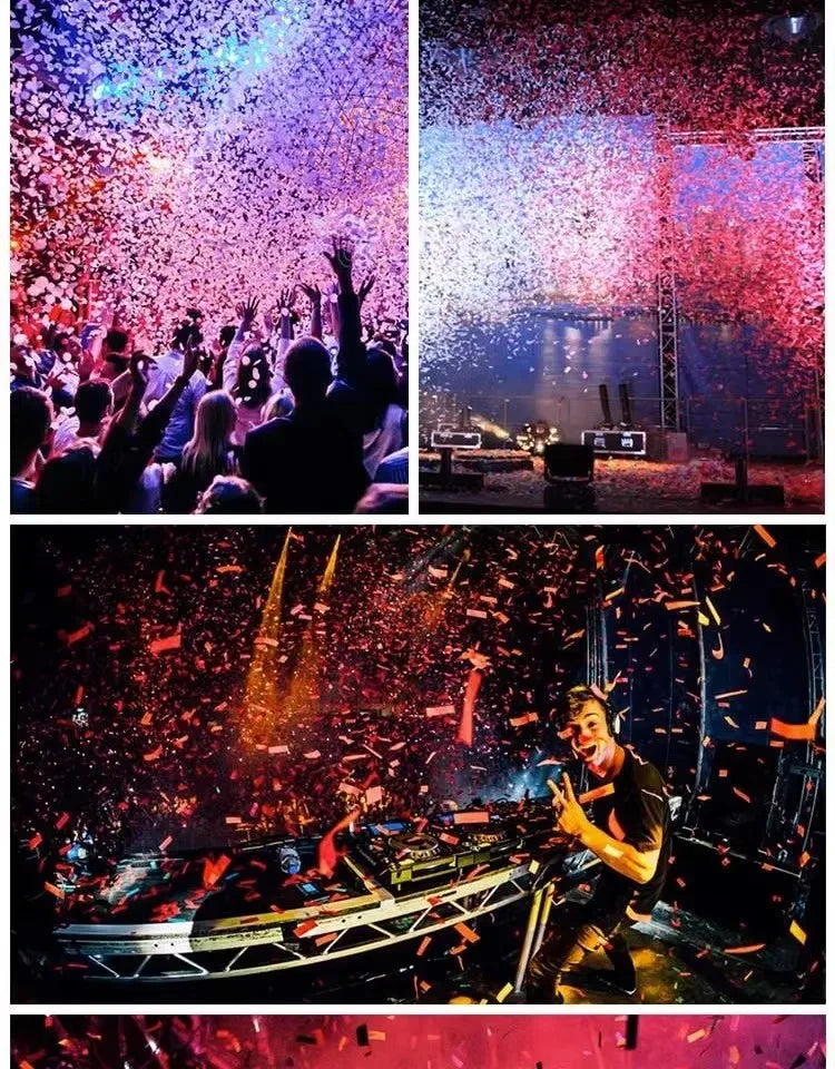 Canon à confettis double tête – confettis sur une scène de concert