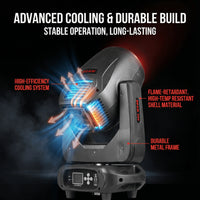 Lyre beam 14R 290 W à lampe – système de refroidissement efficace et boîtier résistant au feu
