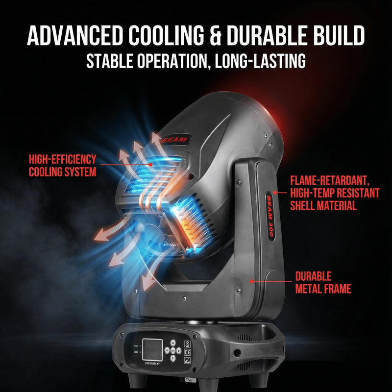 Lyre beam 14R 290 W à lampe – système de refroidissement efficace et boîtier résistant au feu