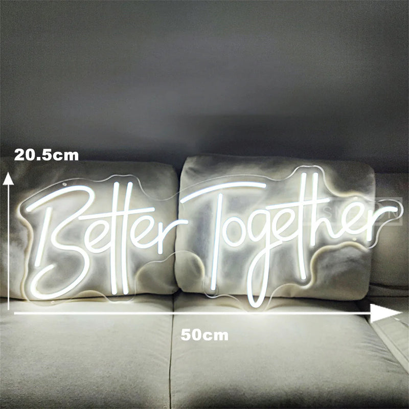 Néon mariage – « Better Together » de 50 x 20,5 cm en blanc froid
