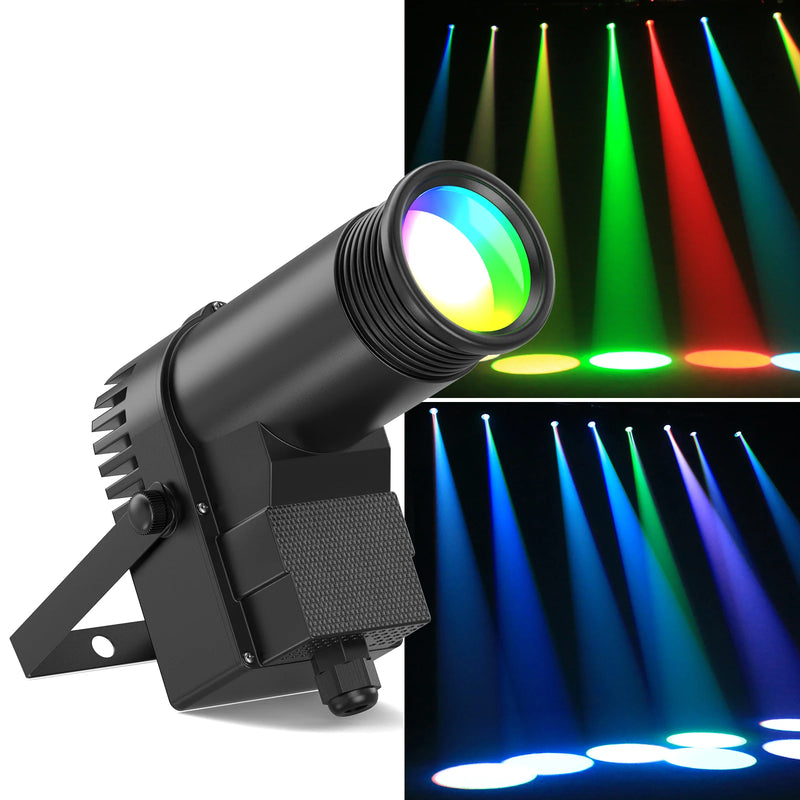 Pinspot LED 30 W à zoom, 7 couleurs et 5 effets lumineux, lot de 2