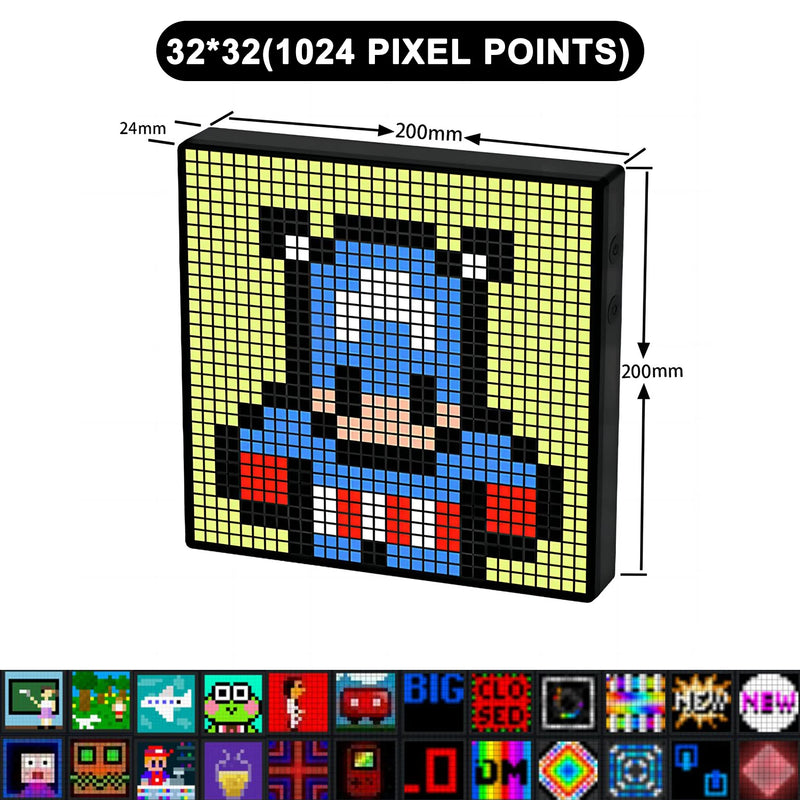 Cadre lumineux LED pixel art programmable avec application Bluetooth, 20 ou 26 cm