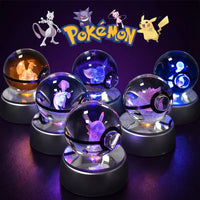 Lampe 3D Pokémon, boule de cristal à base LED multicolore, 38 modèles, 5 cm