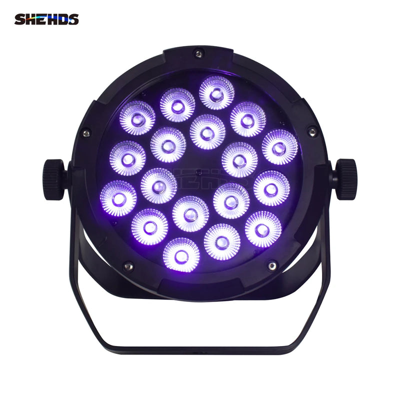Par LED DMX plat ou IP65, 18 LED RGBW ou RGBWA UV