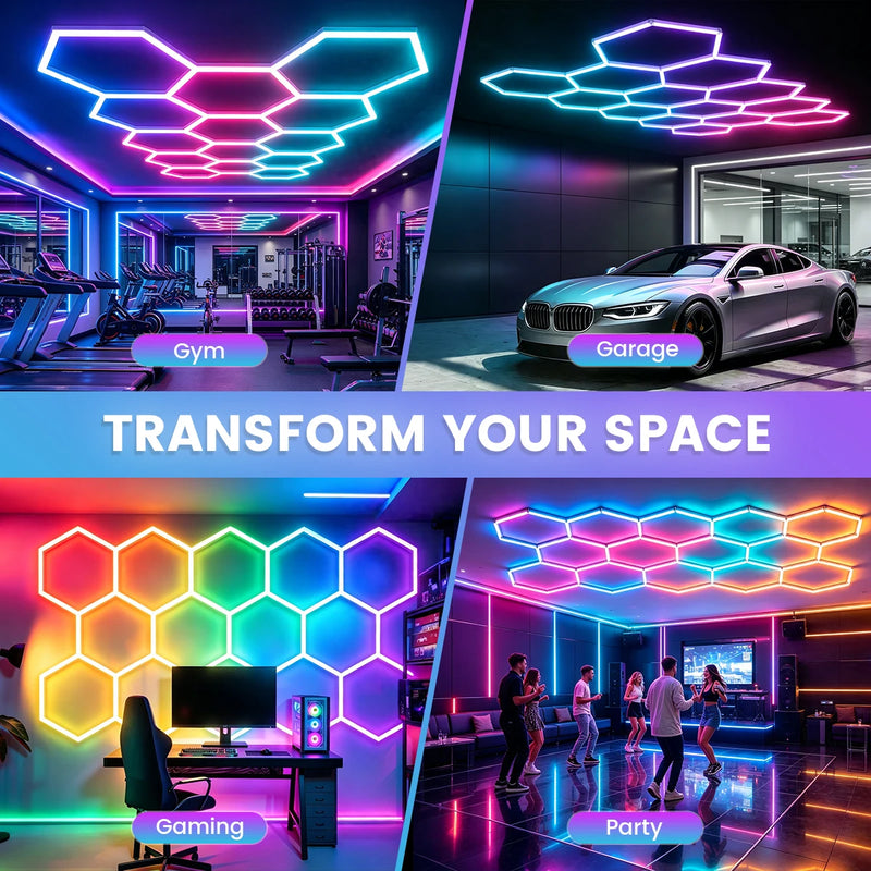 Barres LED hexagonales RGB – vue 4