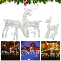 Renne lumineux de Noël, famille de 3 pièces en métal avec LED