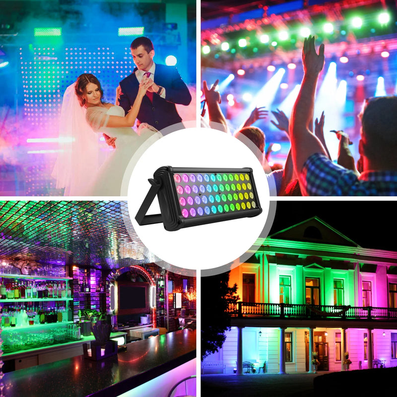 Lot de 2 projecteurs muraux LED RGB 48 LED, 80 W, DMX, effet arc-en-ciel