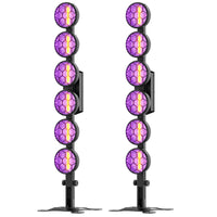 Lot de 2 projecteurs vintage à 6 LED COB dorées et 168 LED RGB, 300 W, DMX