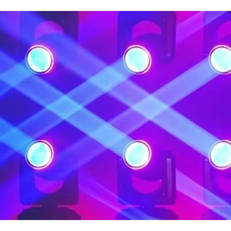 Mini lyre LED beam 180 W – faisceaux croisés bleus et violets