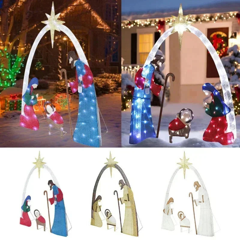 Crèche lumineuse – vue d'ensemble des trois coloris