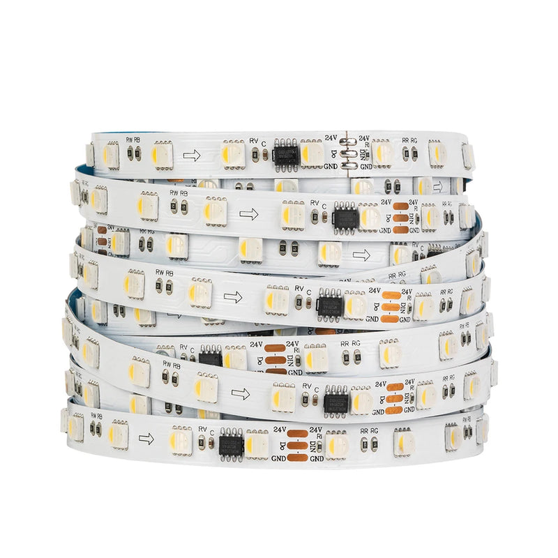 Ruban LED RGBW WS2814 – rouleau de 5 m à circuit imprimé blanc