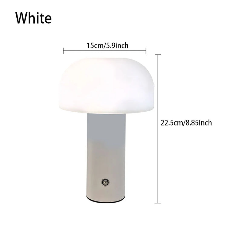 Lampe champignon sans fil – version blanche, dimensions 15 x 22,5 cm