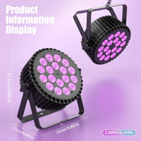 Lot de 4 projecteurs PAR LED RGB + UV 18 x 8 W, DMX et mode sonore