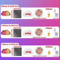 Kit nuage LED plafond multicolore – contenu des kits de 80, 100 et 120 cm