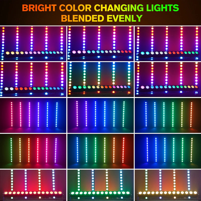Barre LED pixel COB RGBW – mélange de couleurs sur un mur