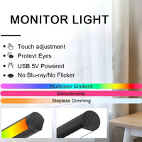 Barre lumineuse écran PC 30 ou 40 cm – réglage tactile, protection des yeux, USB 5 V, sans scintillement