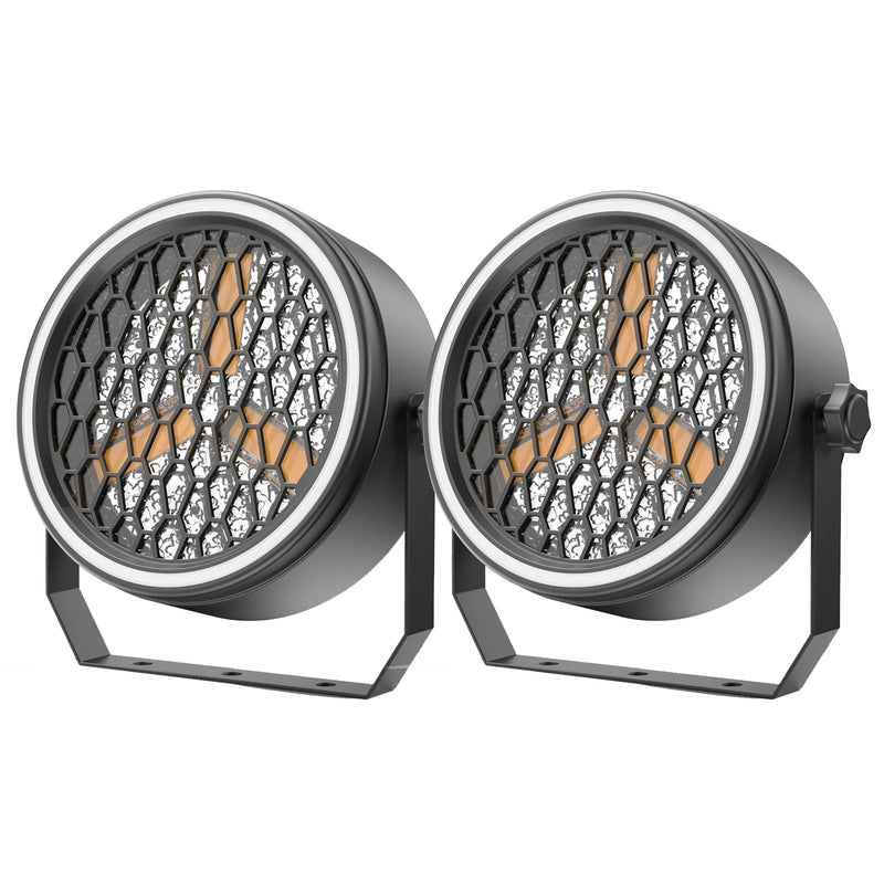 Projecteur PAR vintage à 3 LED COB dorées et 51 LED RGB, DMX, à l'unité ou en lot