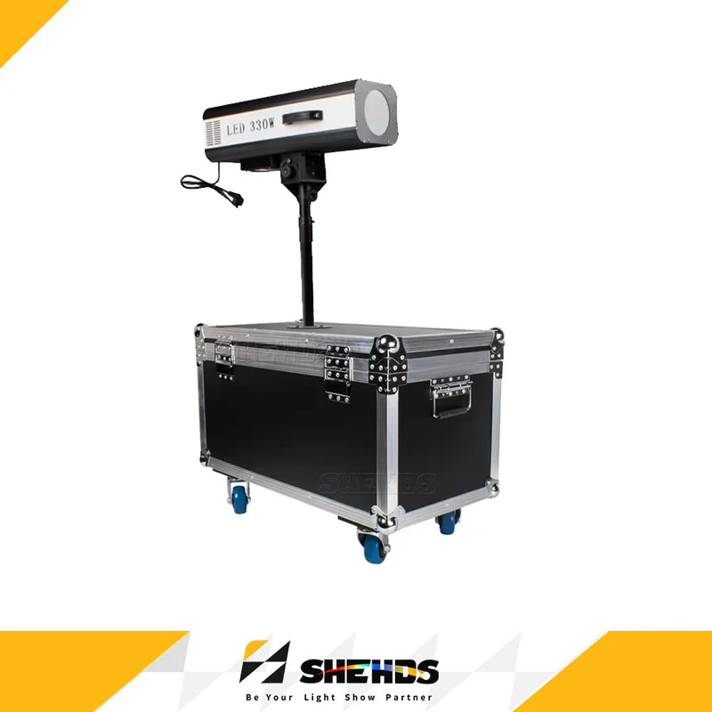Projecteur de poursuite LED 330 W avec flight case à roulettes