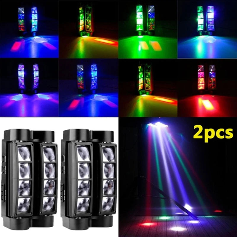 Mini lyres araignée LED, lot de 2 – ambiances colorées et les deux lyres côte à côte