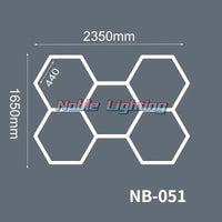 Plafonnier LED hexagonal – schéma du format 5 hexagones, 235 x 165 cm