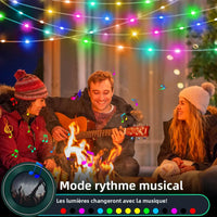 Guirlande féerique LED RGBIC Bluetooth – mode rythme musical : couleurs qui changent avec la musique