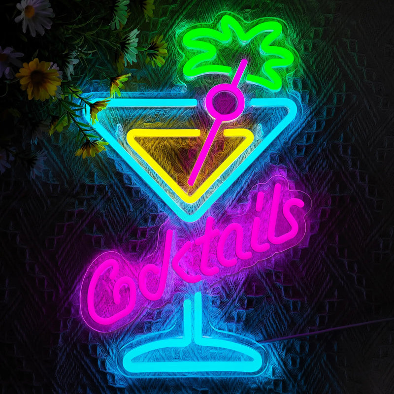 Néon bar LED cocktails, 5 modèles de 40 cm, USB