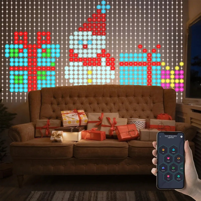 Rideau lumineux LED intelligent IP67, motifs animés et texte, application, 1 à 3 m