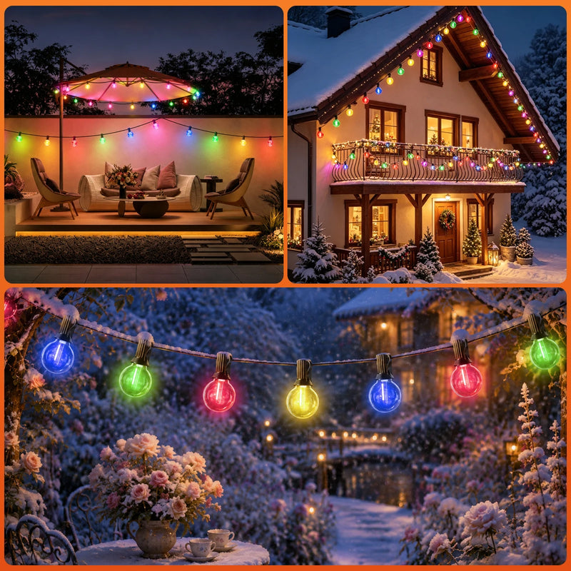 Guirlande guinguette multicolore G40 – ambiances de terrasse, de maison enneigée et de jardin en hiver