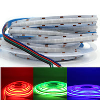 Ruban LED COB 5 m – ruban COB RGB allumé en rouge, vert et bleu