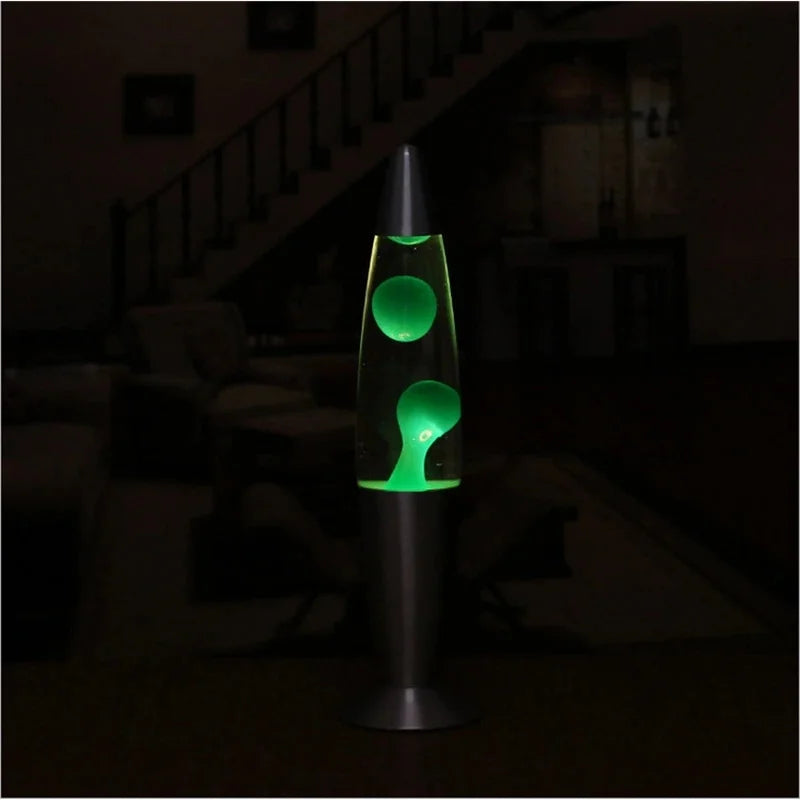 Lampe à lave fusée en verre, base métallique, 4 couleurs de cire