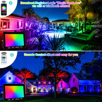 Projecteur LED extérieur ultra-mince 100 W RGB et blanc, télécommande et application